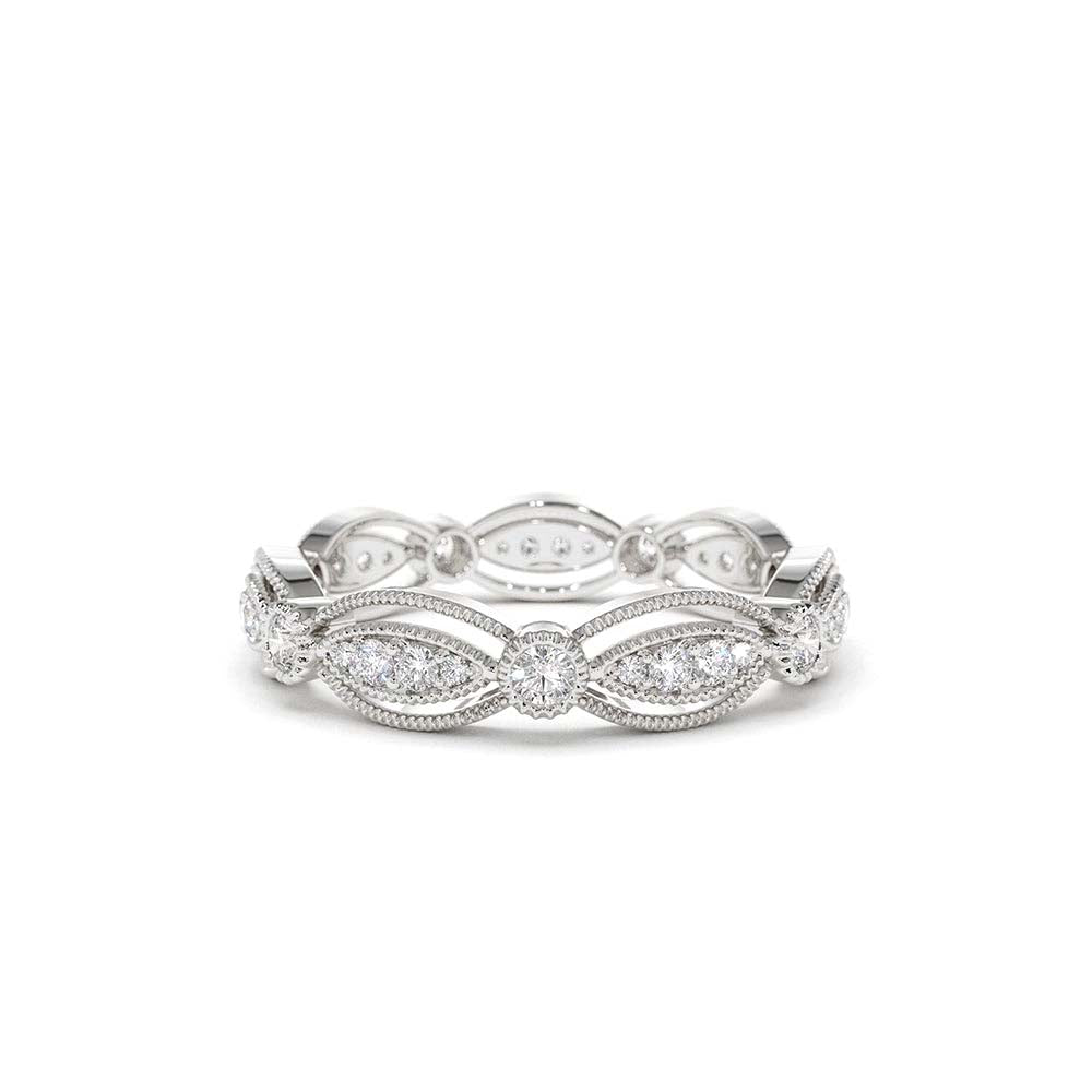 14K Vintage Art Deco Diamond Eternity Wedding Ring - view 3