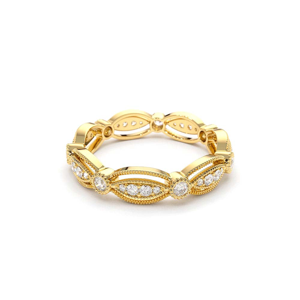 14K Vintage Art Deco Diamond Eternity Wedding Ring - view 4