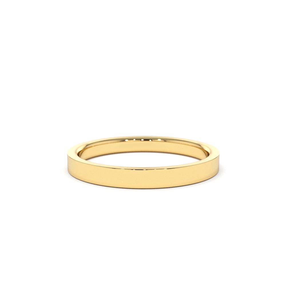 14K Flat 2MM wedding band by Orlina Fine