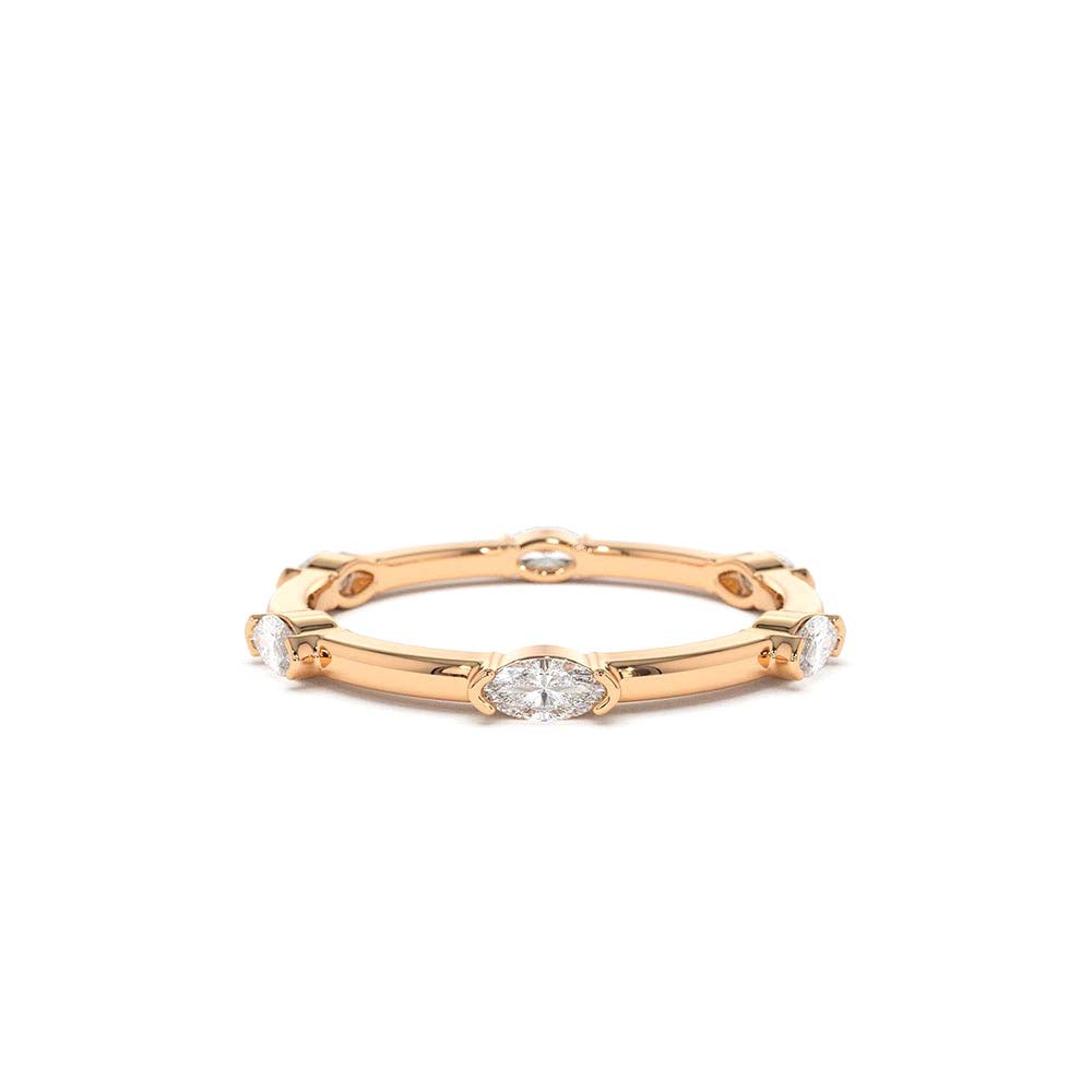 14K Stackable Marquise Diamond Eternity Ring - view 2