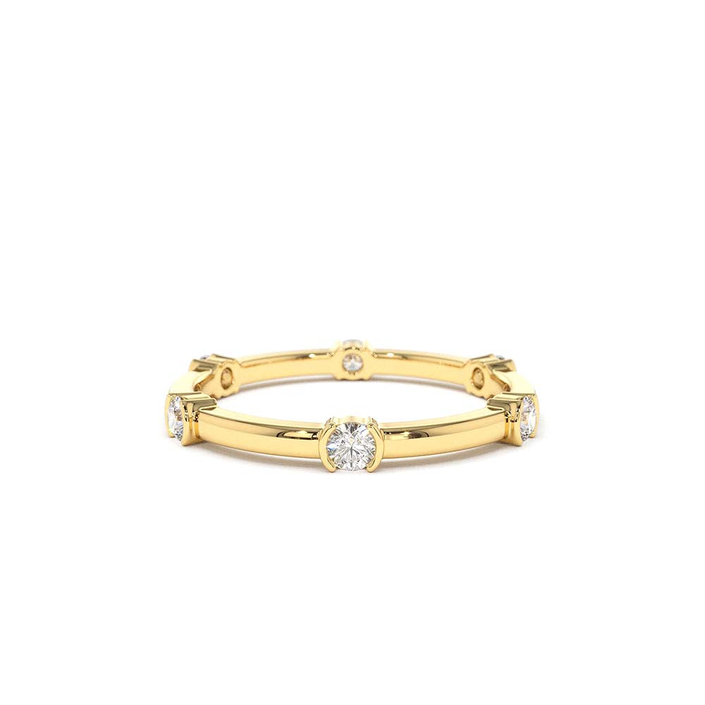 14K Stackable Half Bezel Diamond Eternity Ring by Orlina Fine
