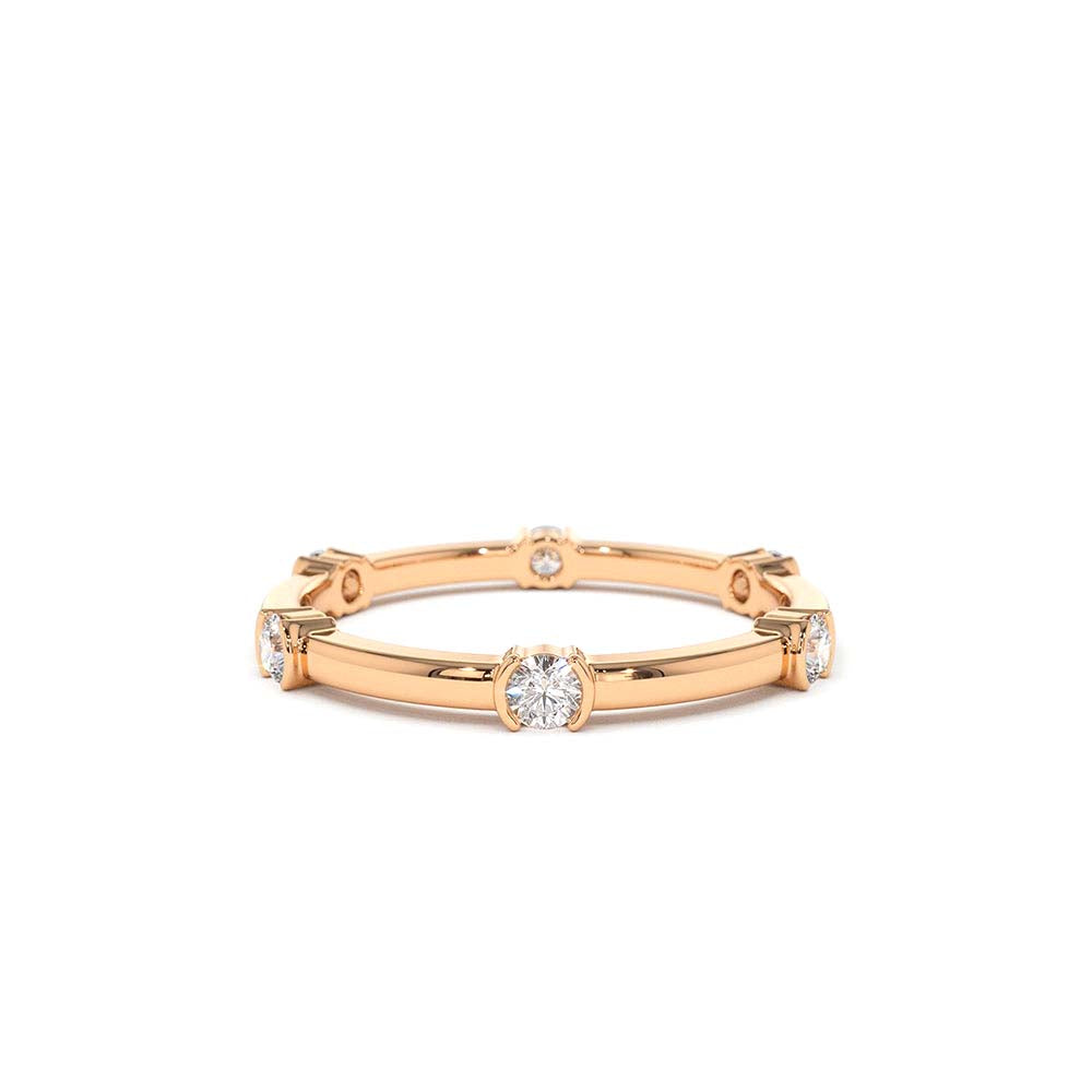 14K Stackable Half Bezel Diamond Eternity Ring - view 2