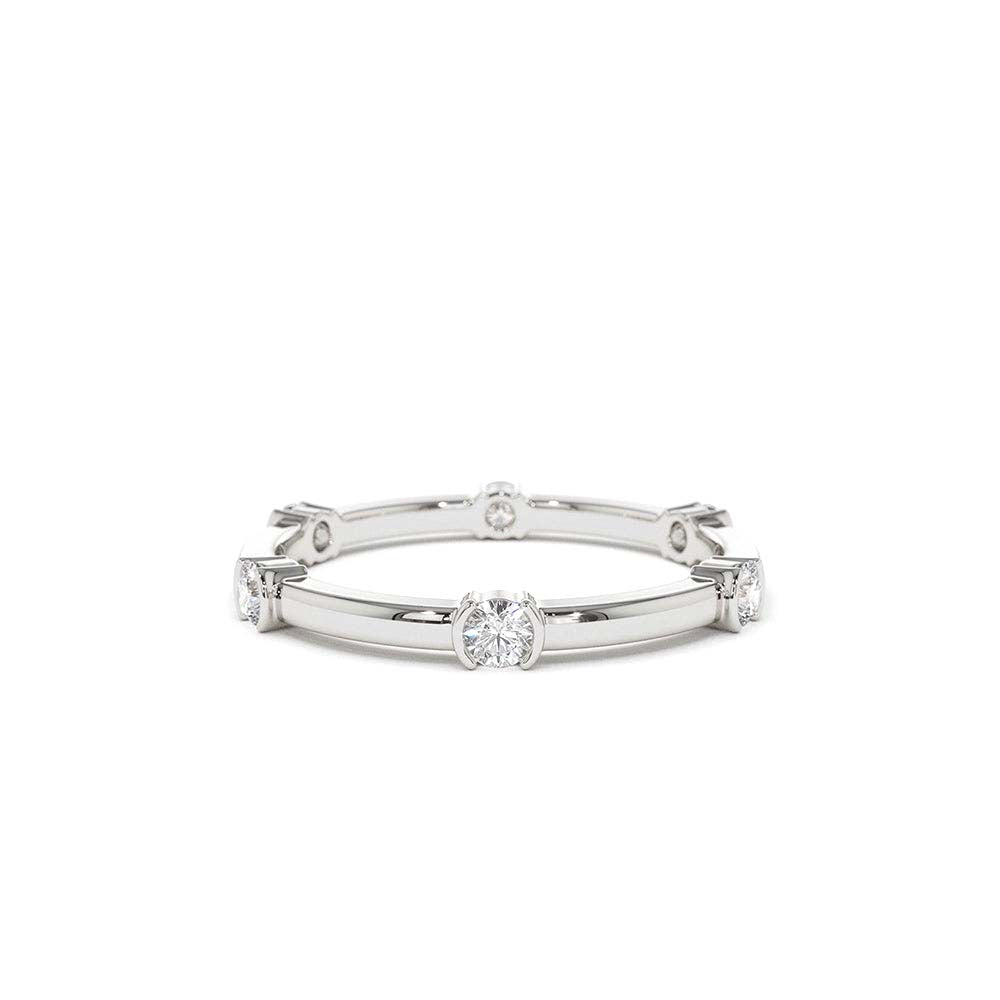 14K Stackable Half Bezel Diamond Eternity Ring - view 3