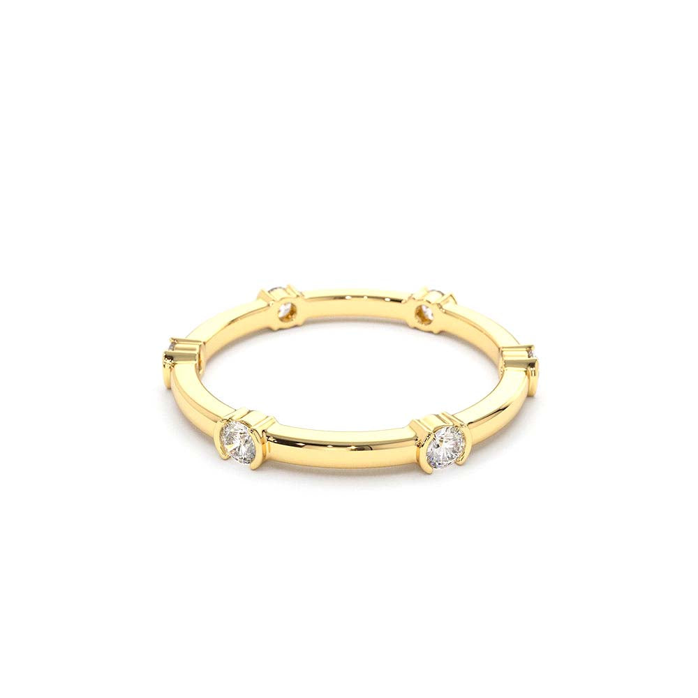 14K Stackable Half Bezel Diamond Eternity Ring - view 4