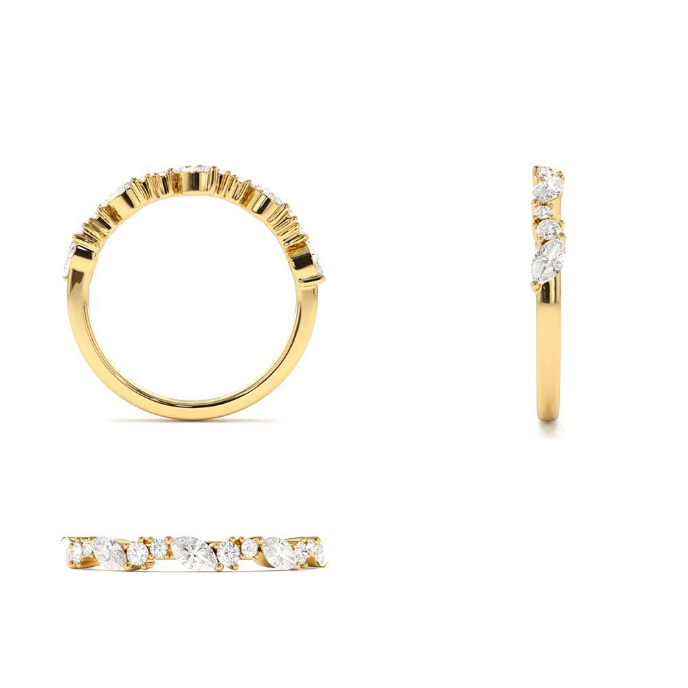 14K Marquise Cluster Stackable Wedding Ring - view 5