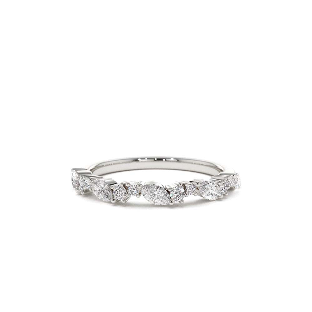 14K Marquise Cluster Stackable Wedding Ring - view 3