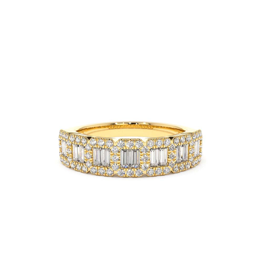 14K Gold Unique Baguette and Round Diamond Anniversary Ring by Orlina Fine