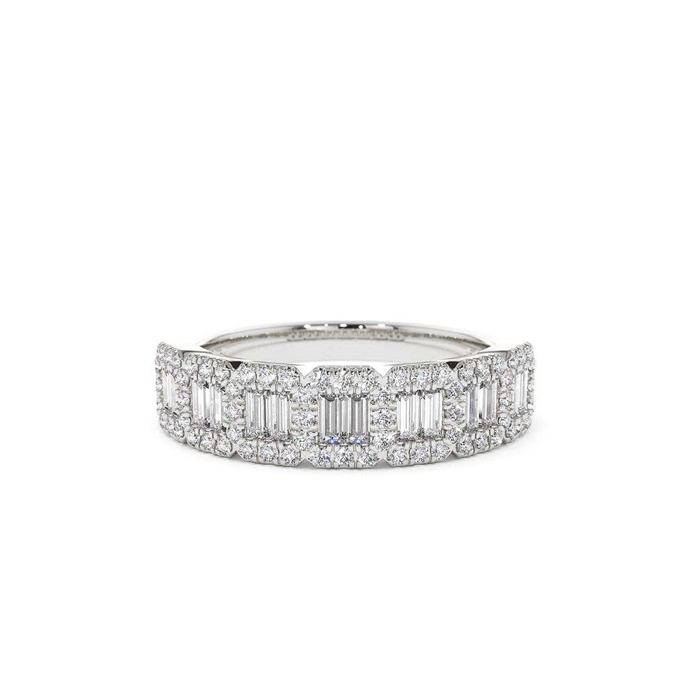 14K Gold Unique Baguette and Round Diamond Anniversary Ring - view 3