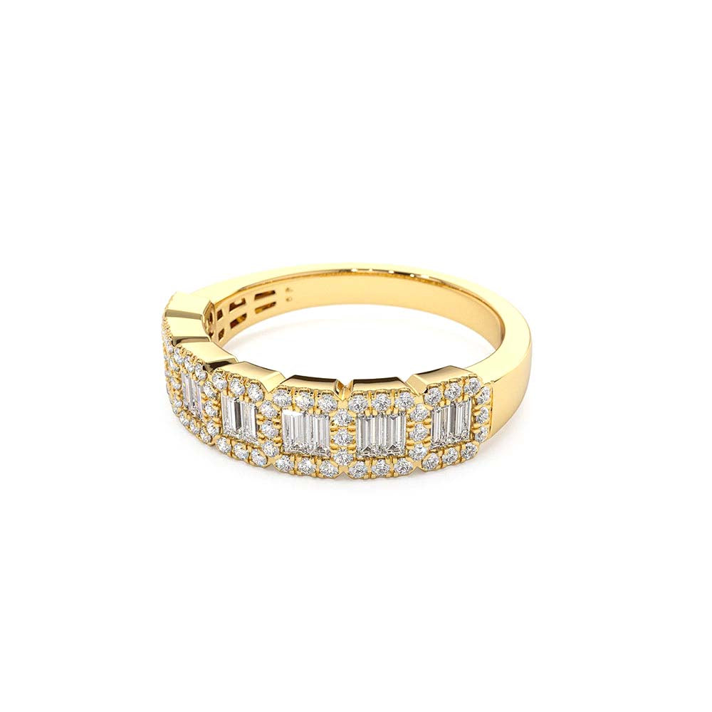 14K Gold Unique Baguette and Round Diamond Anniversary Ring - view 4