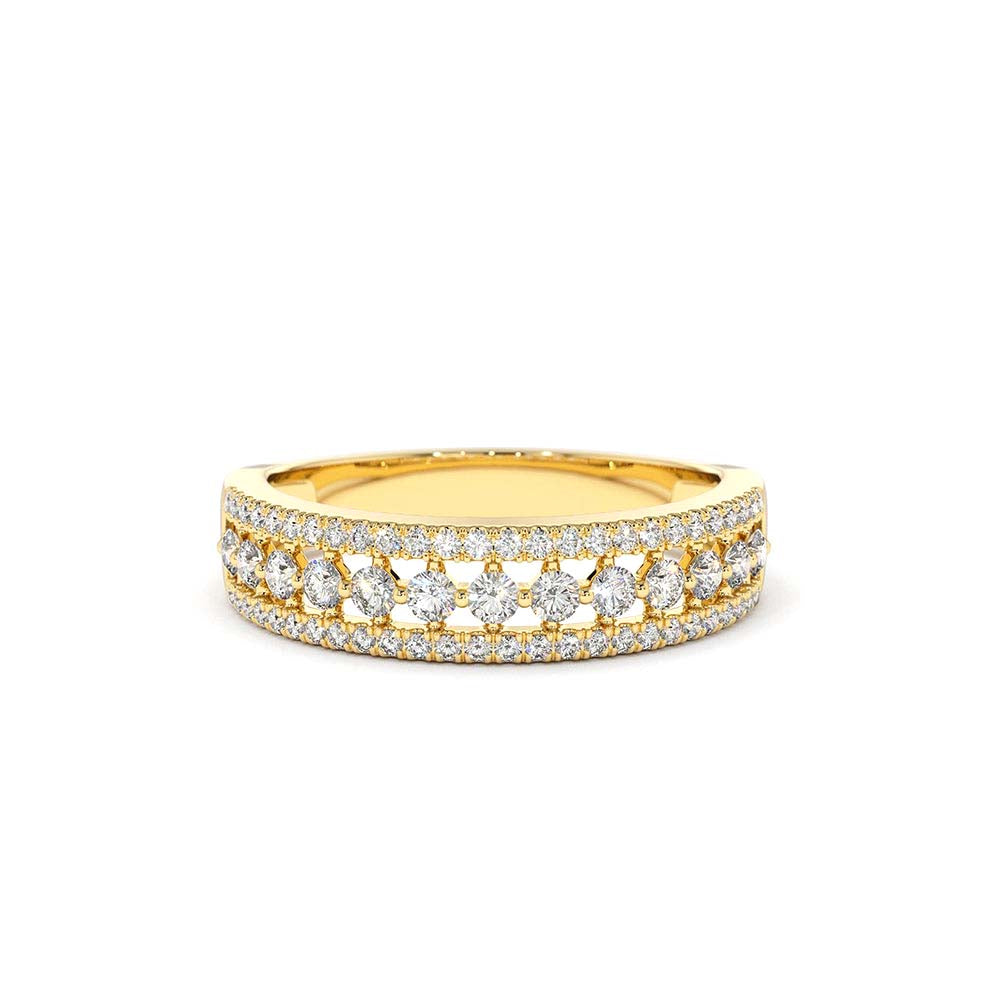 14K Triple Row Diamond Wedding Ring by Orlina Fine