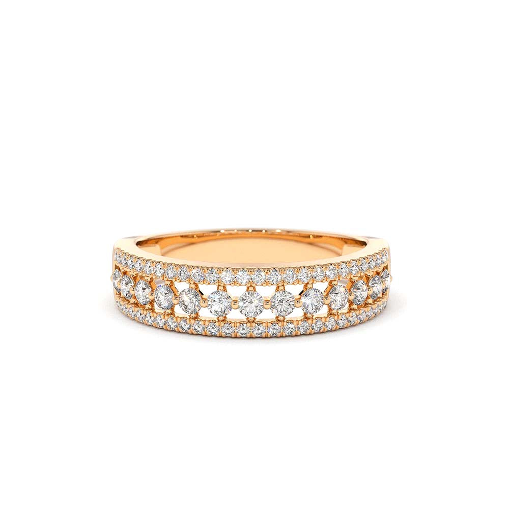 14K Triple Row Diamond Wedding Ring - view 2