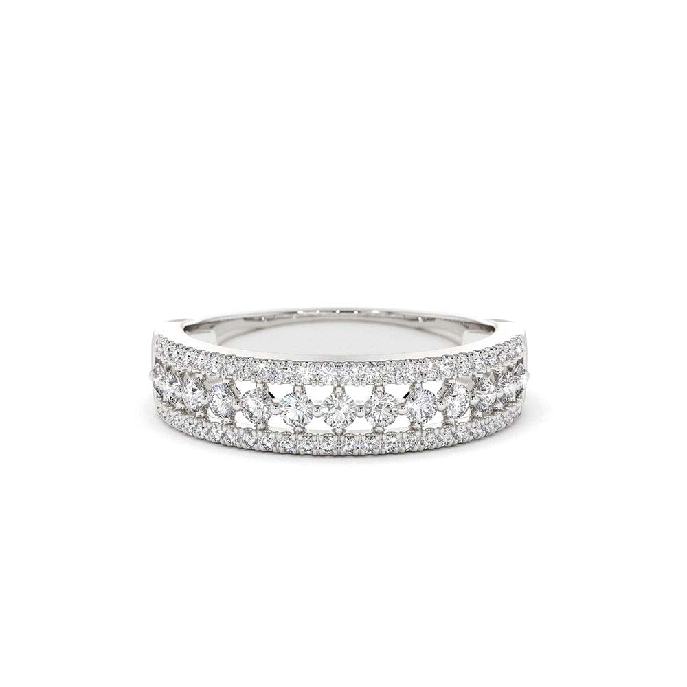 14K Triple Row Diamond Wedding Ring - view 3