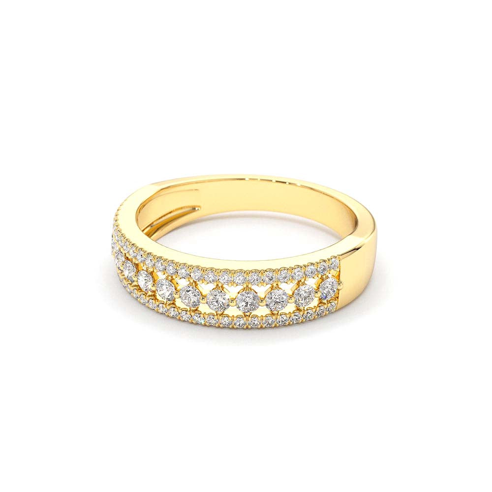 14K Triple Row Diamond Wedding Ring - view 4