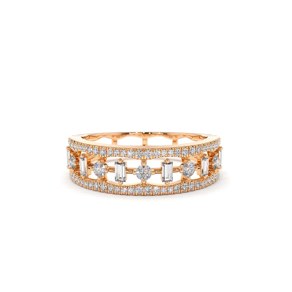 14K Unique Baguette Diamond Wedding Ring - view 2