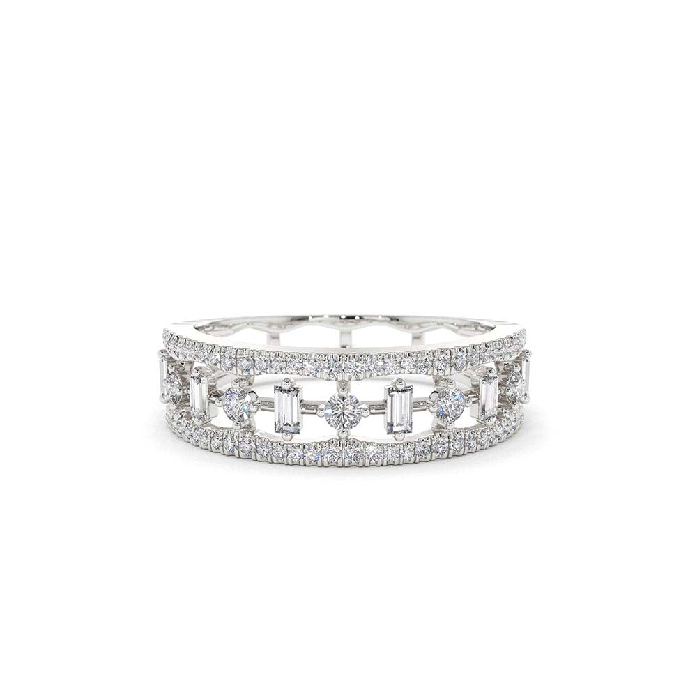 14K Unique Baguette Diamond Wedding Ring - view 3