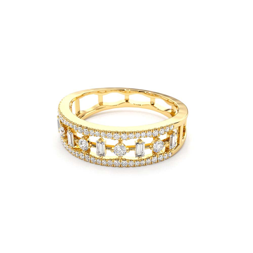 14K Unique Baguette Diamond Wedding Ring - view 4