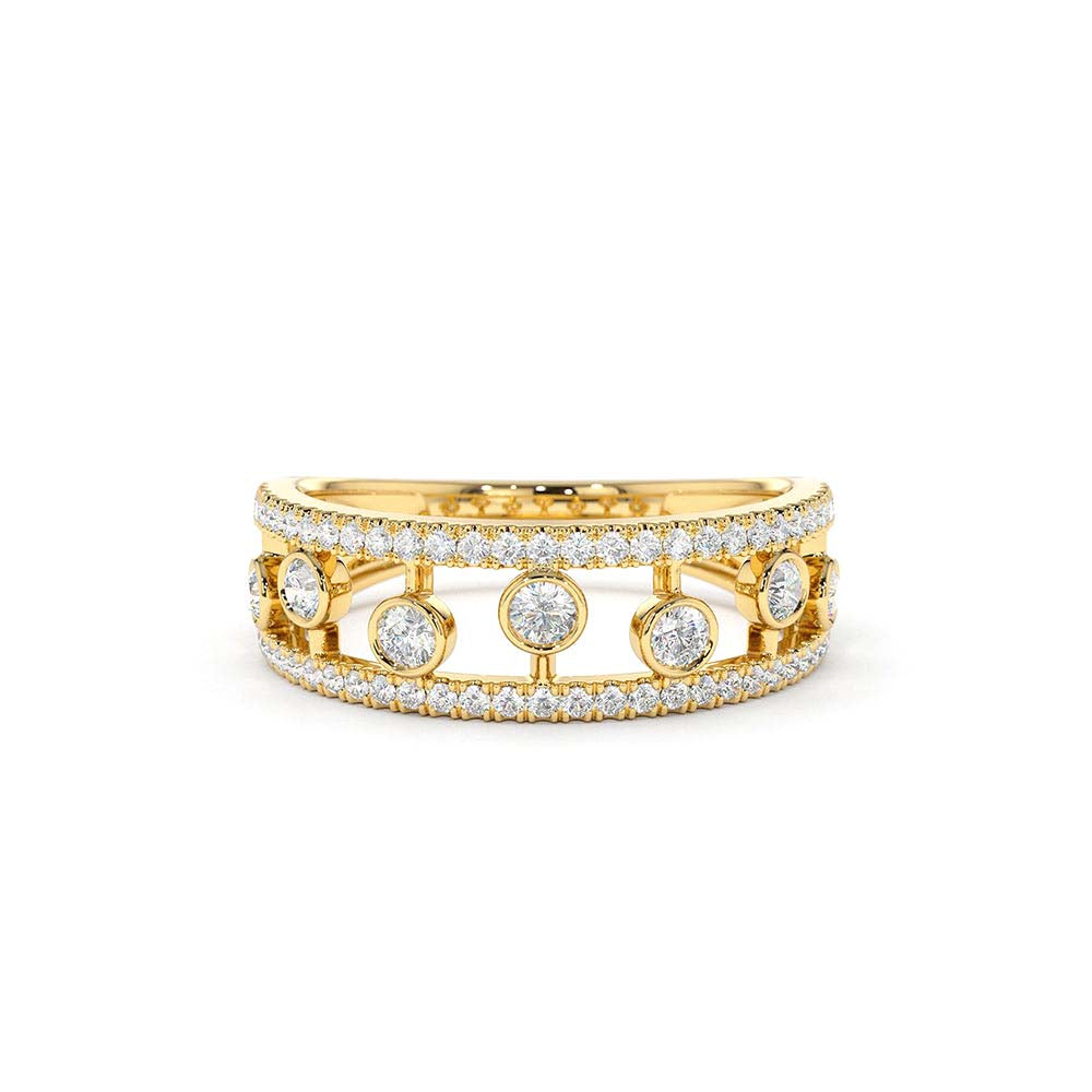 14K Double Row Pave Ring w/ Floating Diamonds by Orlina Fine