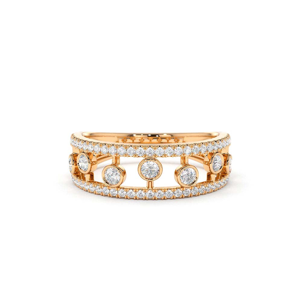 14K Double Row Pave Ring w/ Floating Diamonds - view 2