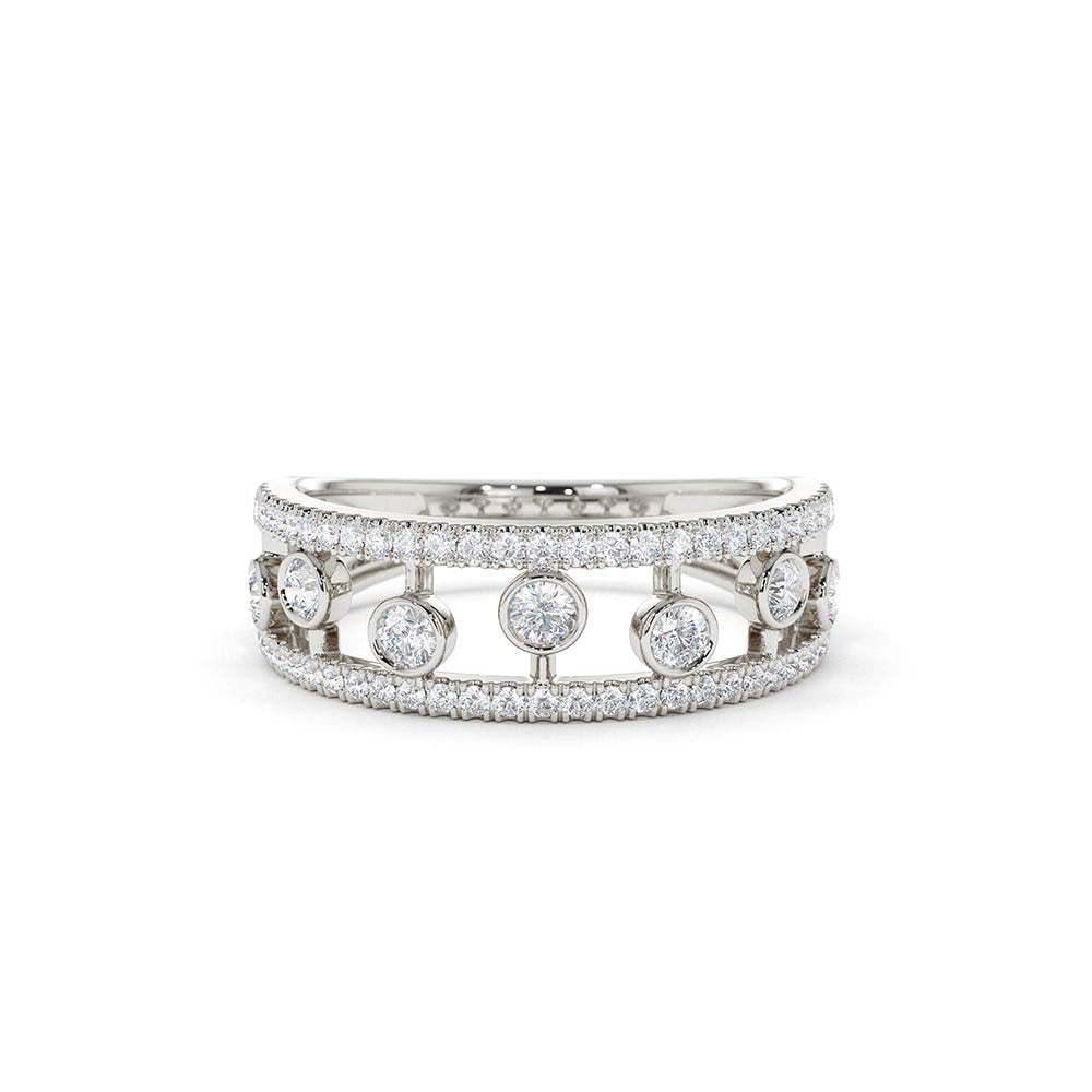 14K Double Row Pave Ring w/ Floating Diamonds - view 3