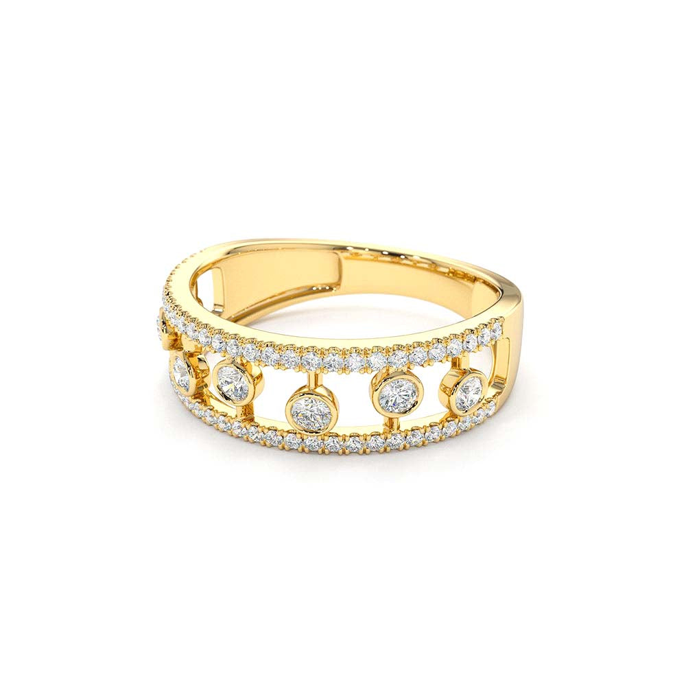 14K Double Row Pave Ring w/ Floating Diamonds - view 4