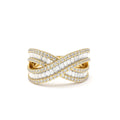 14K Baguette Diamond Crossover Ring by Orlina Fine