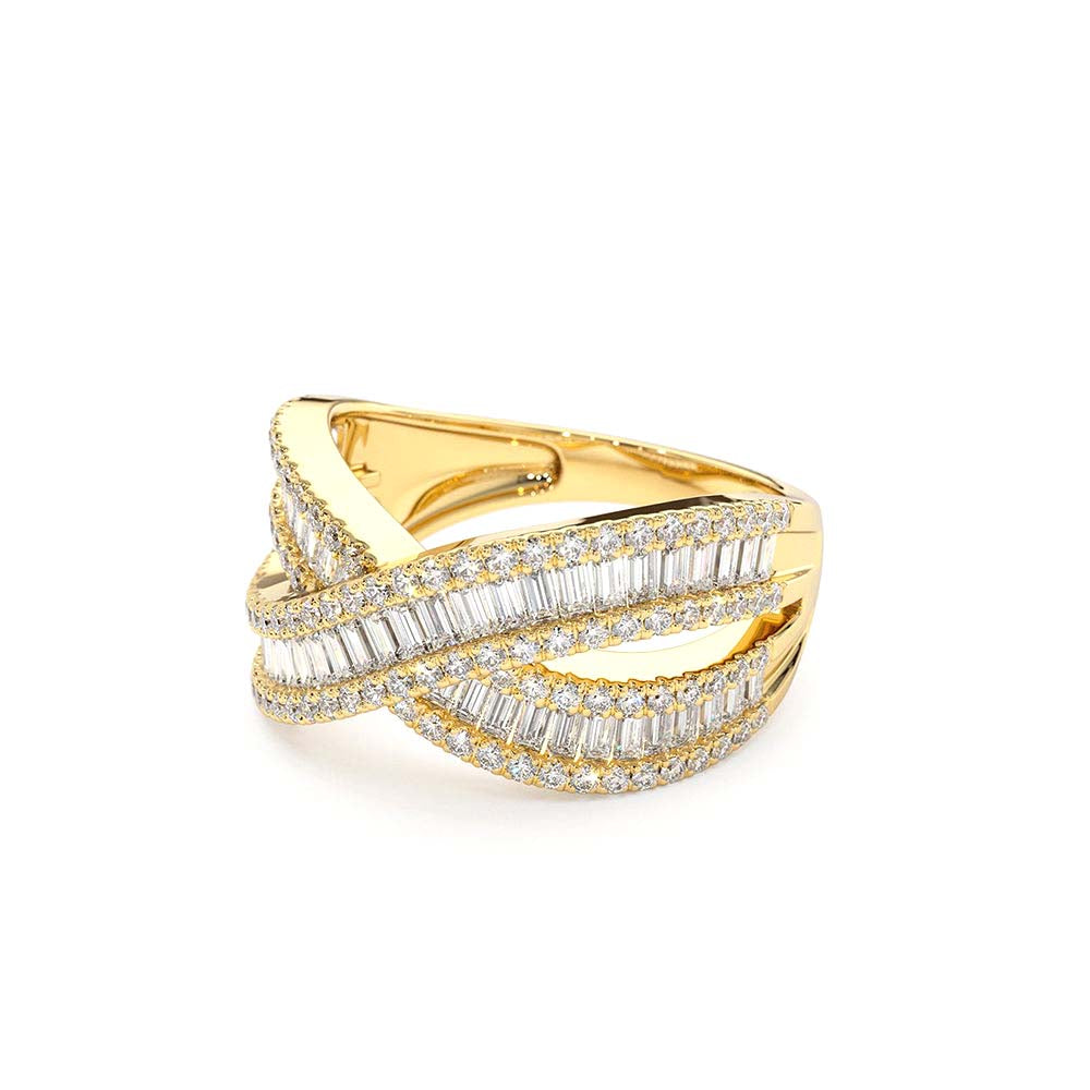 14K Baguette Diamond Crossover Ring - view 4
