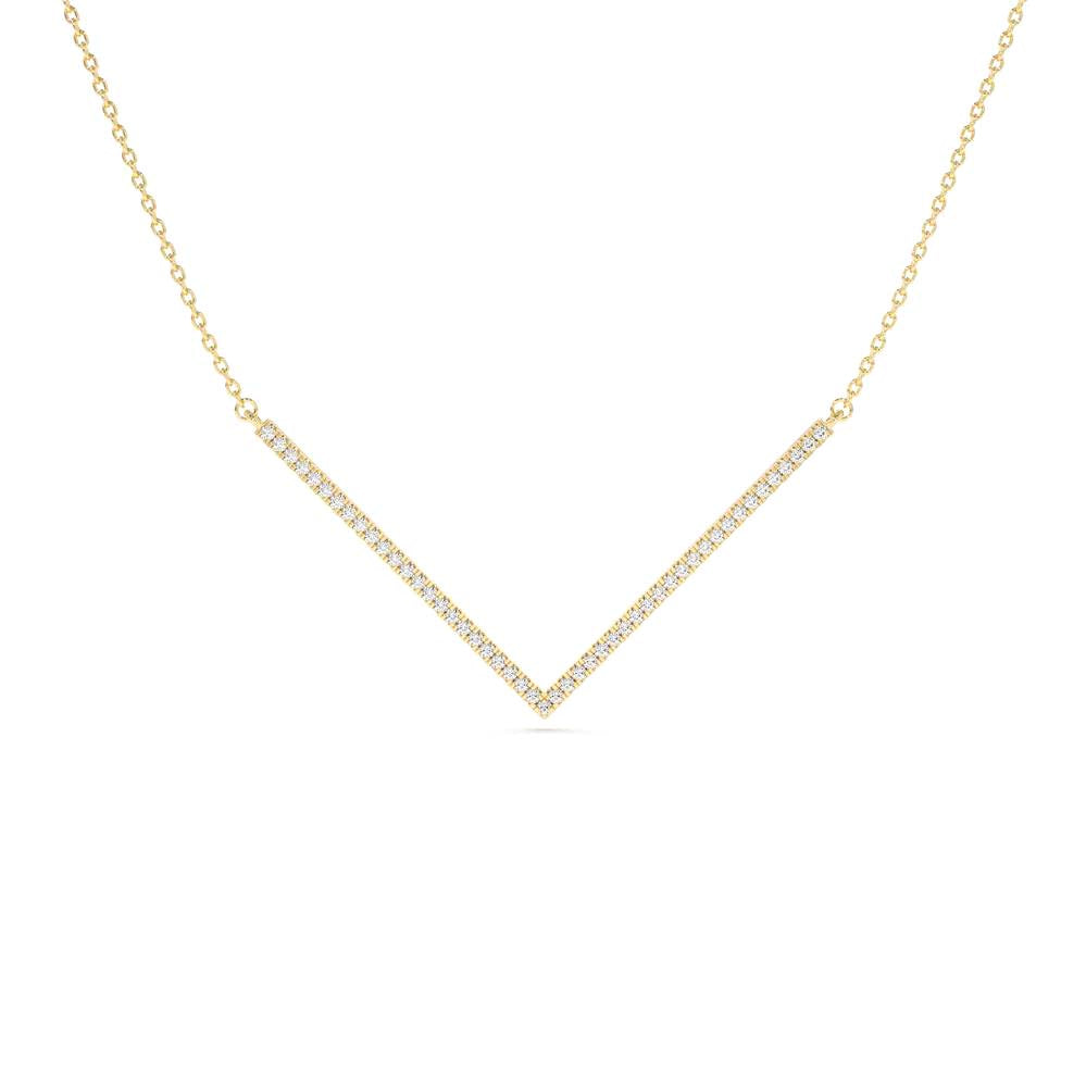 14K V Shaped Diamond Chevron Necklace by Orlina Fine