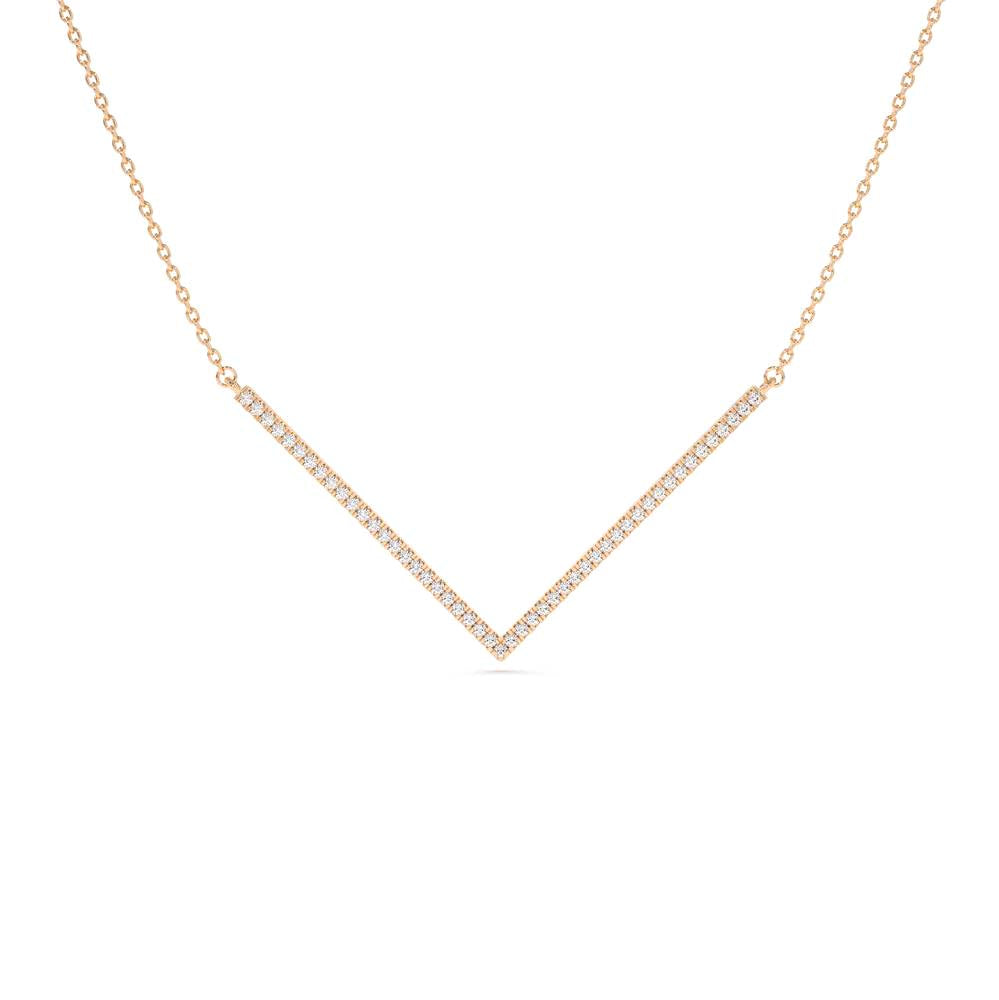 14K V Shaped Diamond Chevron Necklace - view 2