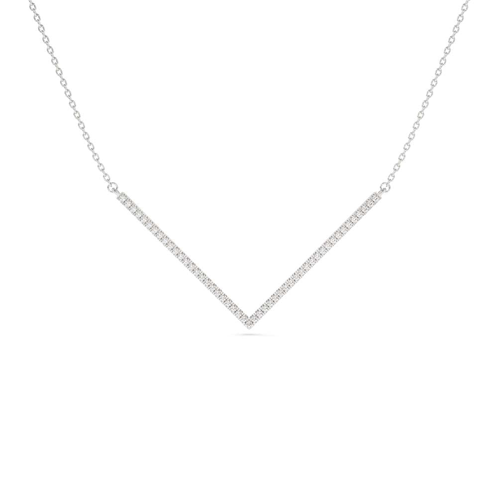 14K V Shaped Diamond Chevron Necklace - view 3
