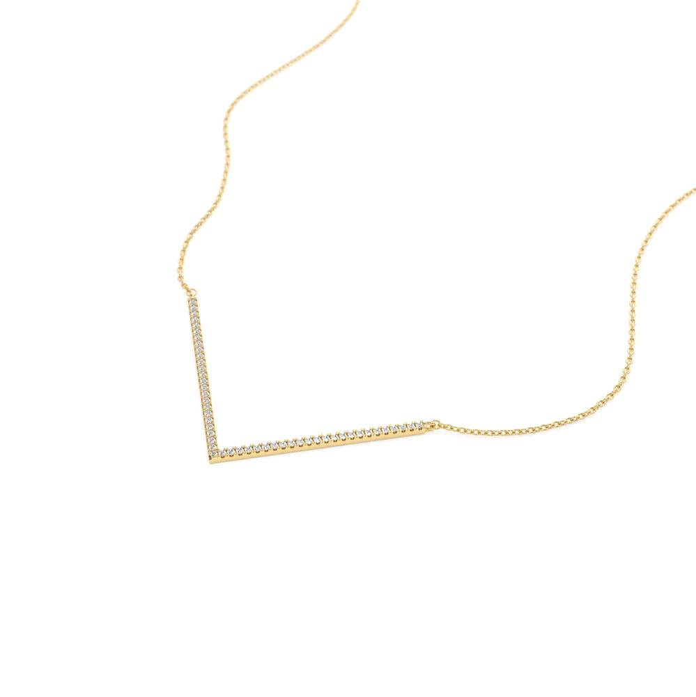 14K V Shaped Diamond Chevron Necklace - view 4