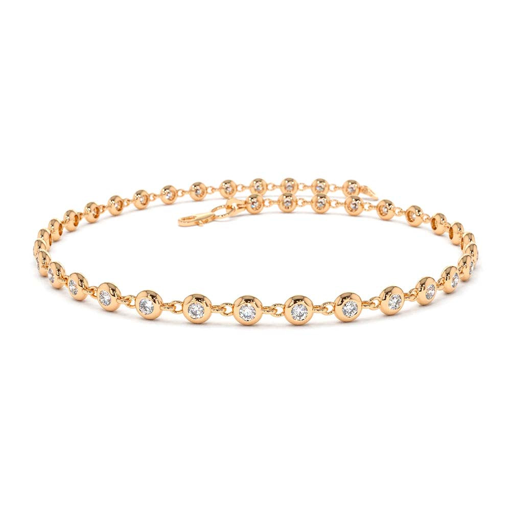 14K Gold Bezel Setting Diamond Tennis Bracelet - view 2