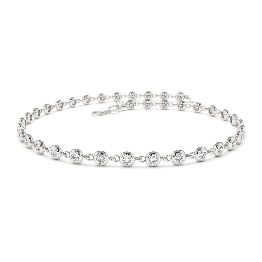 14K Gold Bezel Setting Diamond Tennis Bracelet - view 3