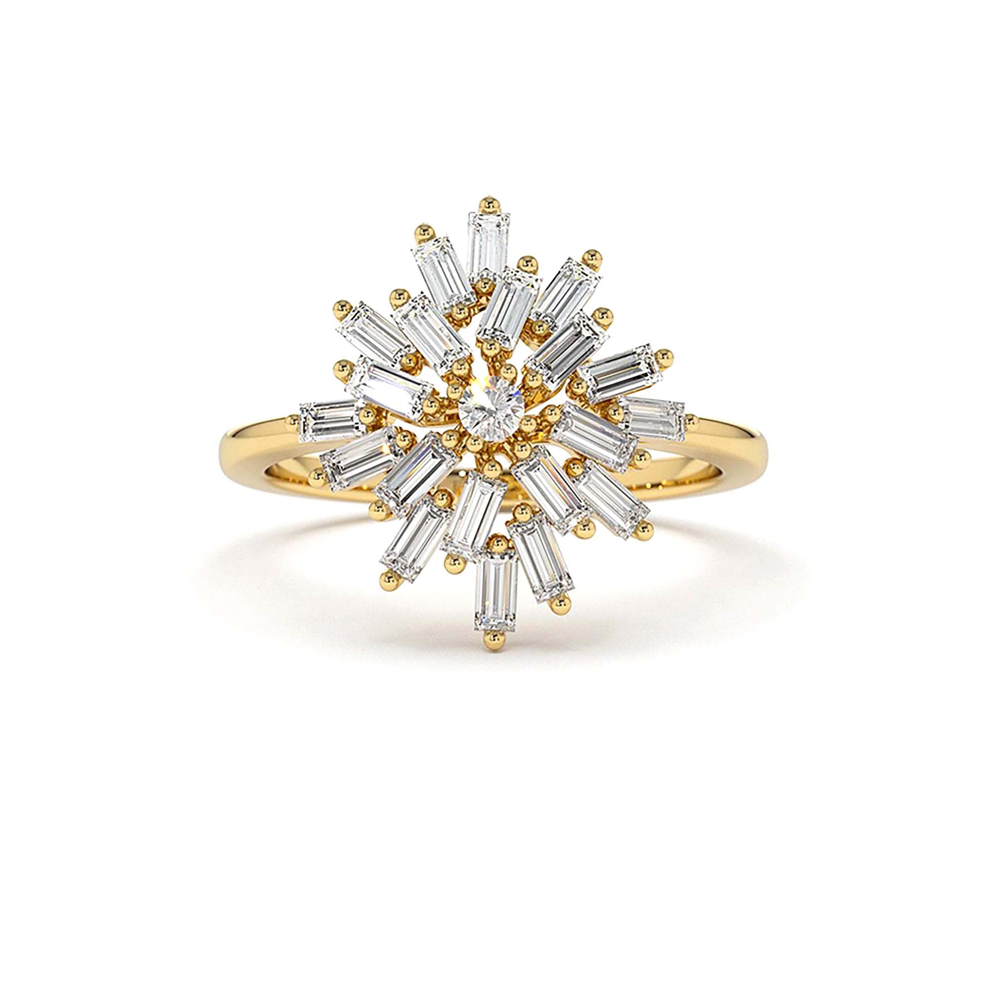 14K Ballerina Baguette Diamond Cluster Ring by Orlina Fine
