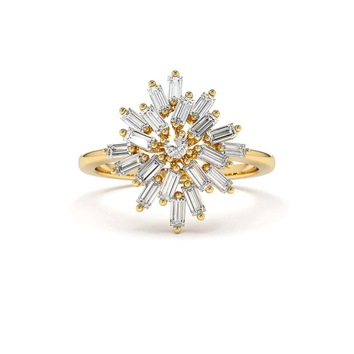 14K Ballerina Baguette Diamond Cluster Ring by Orlina Fine