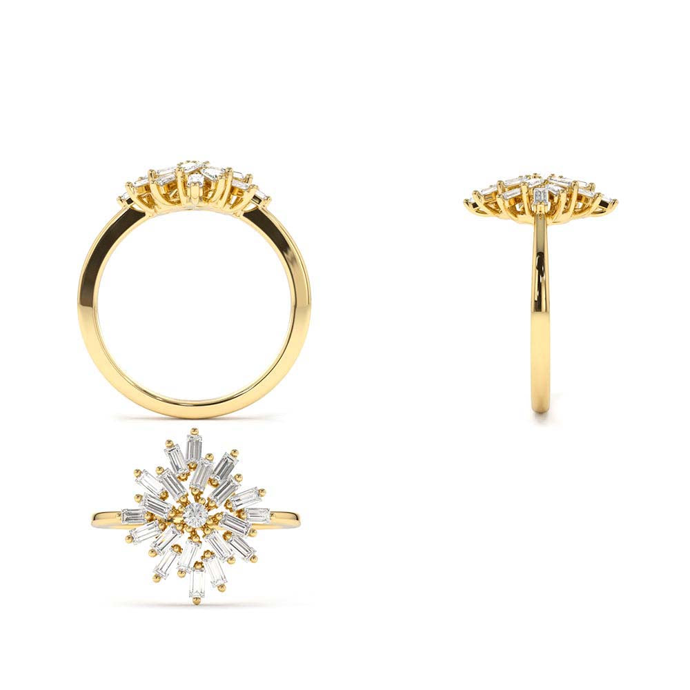 14K Ballerina Baguette Diamond Cluster Ring - view 6