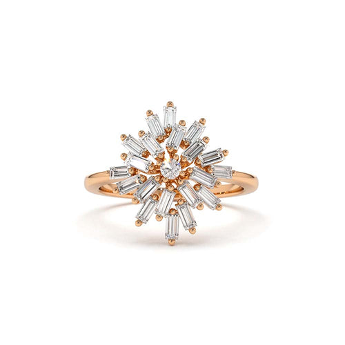 14K Ballerina Baguette Diamond Cluster Ring - view 2
