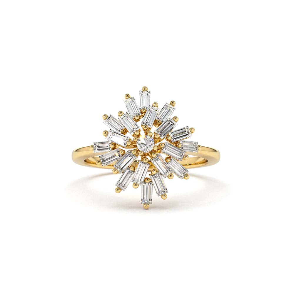 14K Ballerina Baguette Diamond Cluster Ring - view 4