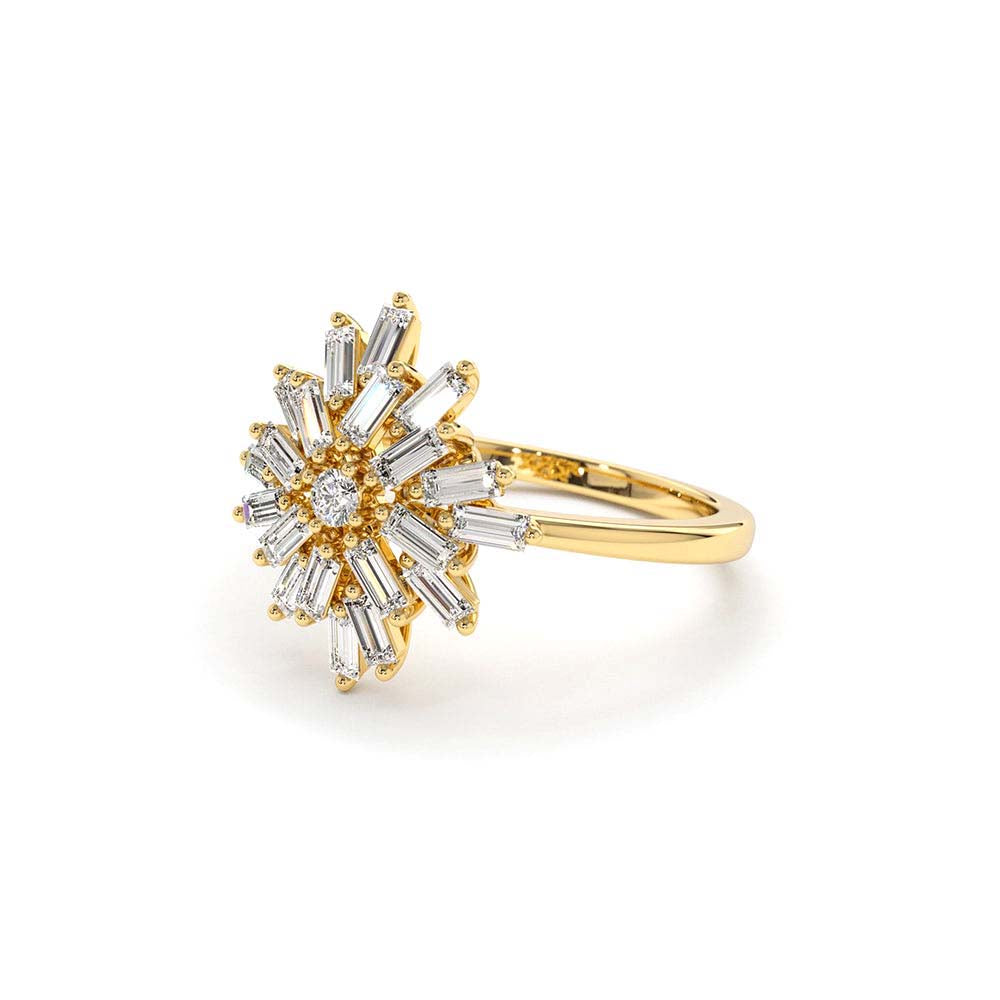 14K Ballerina Baguette Diamond Cluster Ring - view 5
