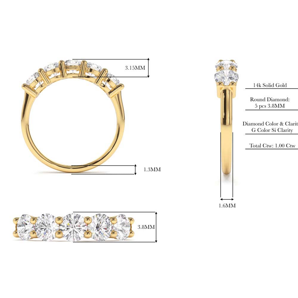 14K Five Stone 1ctw Wire Basket Diamond Ring - view 5