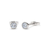 14K Bezel Setting Round Diamond Studs - view 3