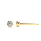 14K Bezel Setting Round Diamond Studs - view 4