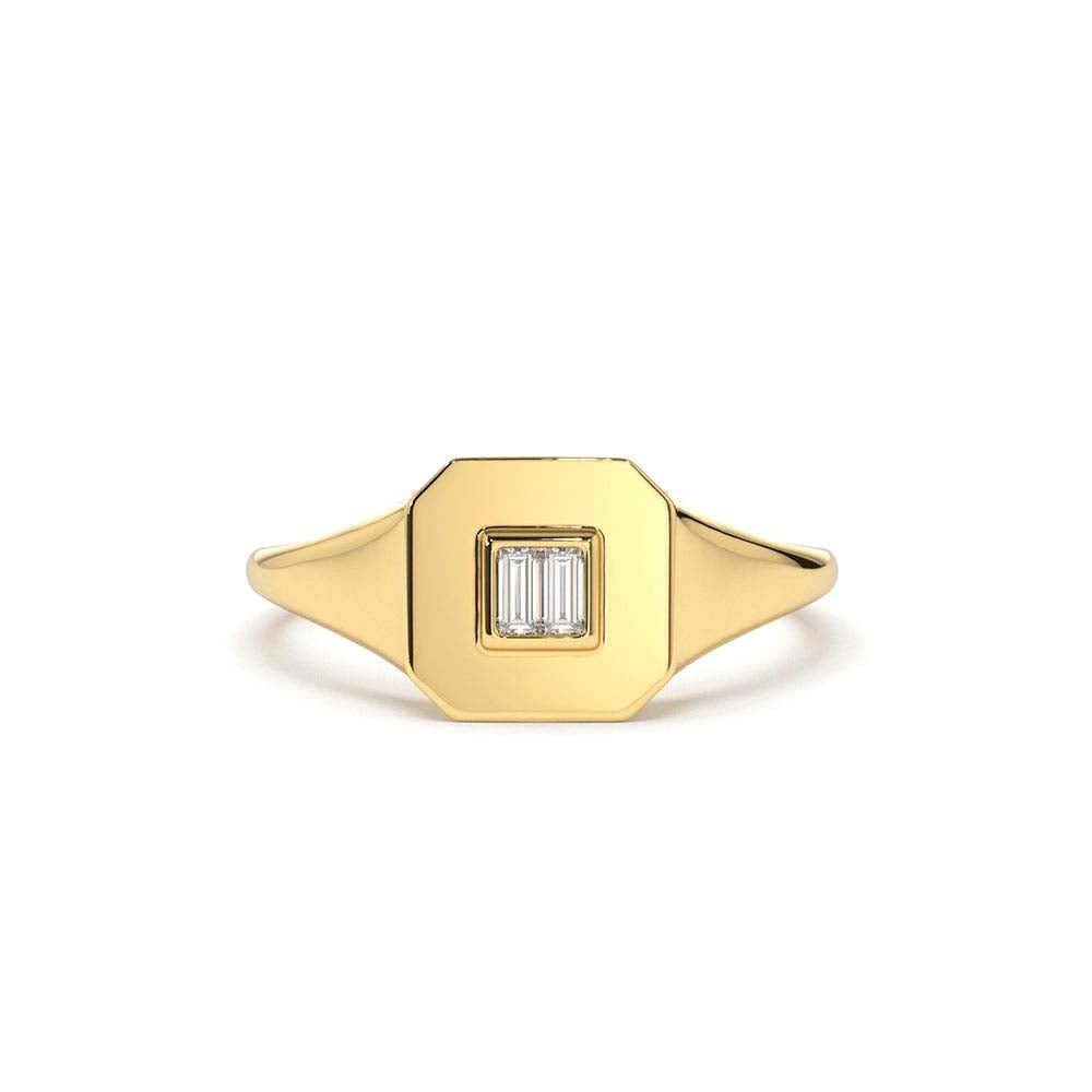14K Baguette Diamond Pinky Ring by Orlina Fine