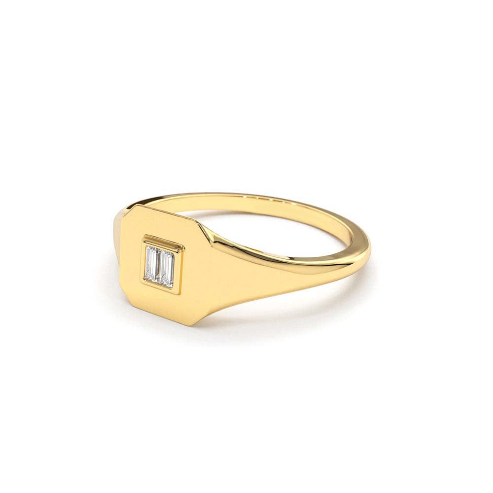 14K Baguette Diamond Pinky Ring - view 4