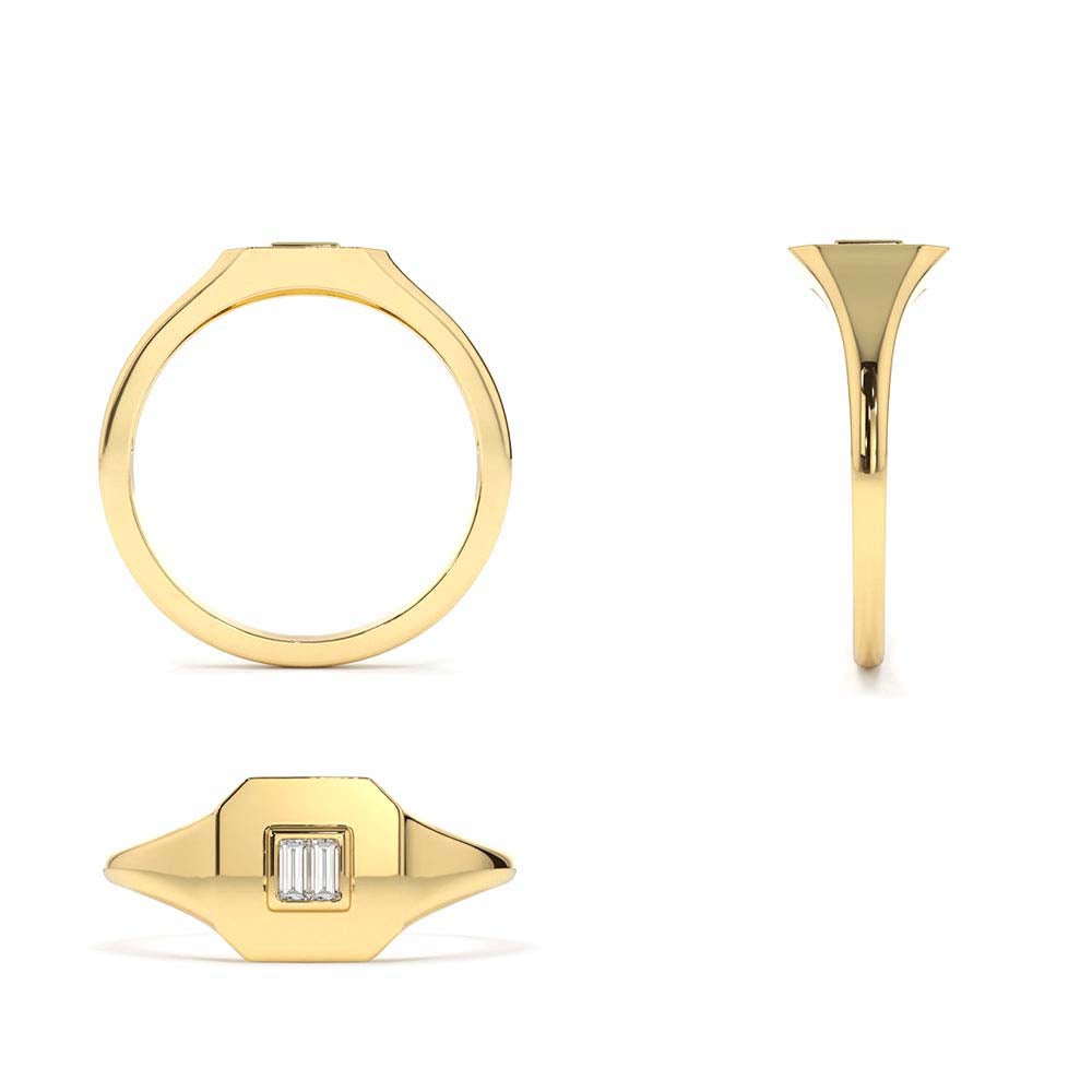 14K Baguette Diamond Pinky Ring - view 5