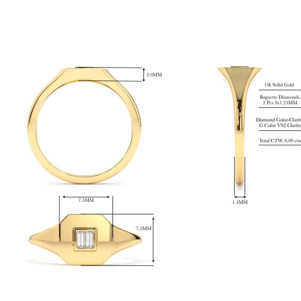 14K Baguette Diamond Pinky Ring - view 6