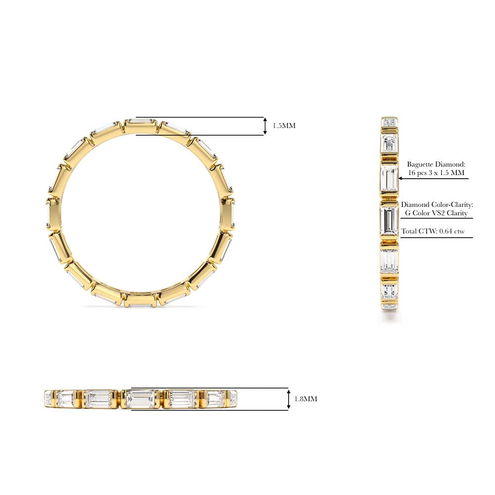 14K Bar Setting Baguette Diamond Eternity Ring - view 6