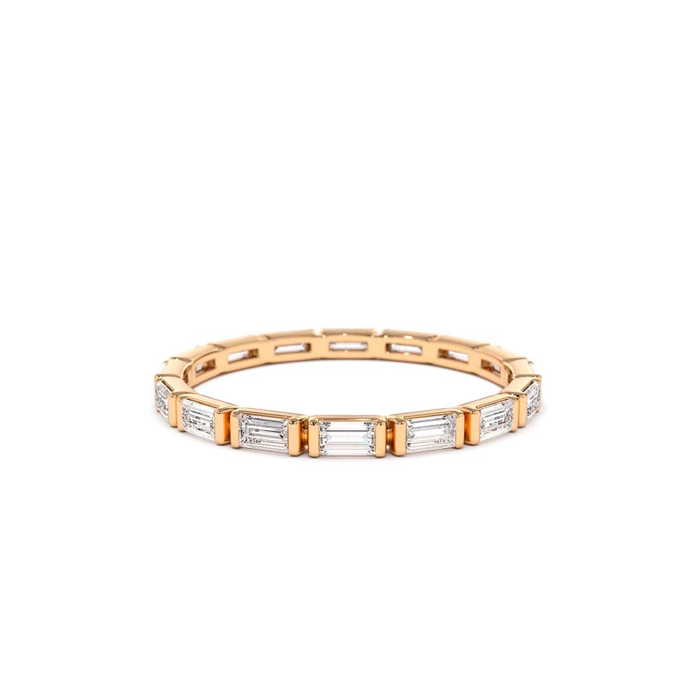 14K Bar Setting Baguette Diamond Eternity Ring - view 2