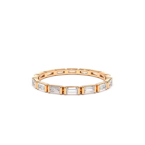 14K Bar Setting Baguette Diamond Eternity Ring - view 2