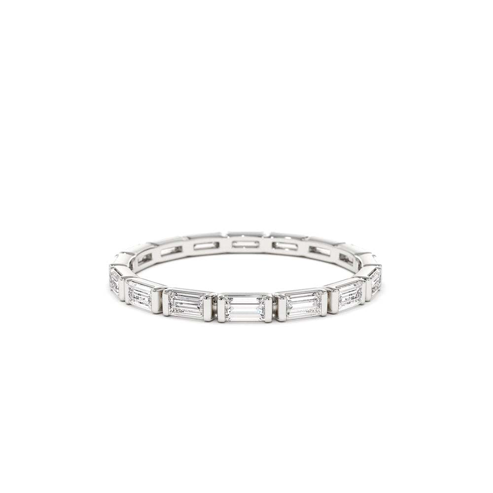 14K Bar Setting Baguette Diamond Eternity Ring - view 3