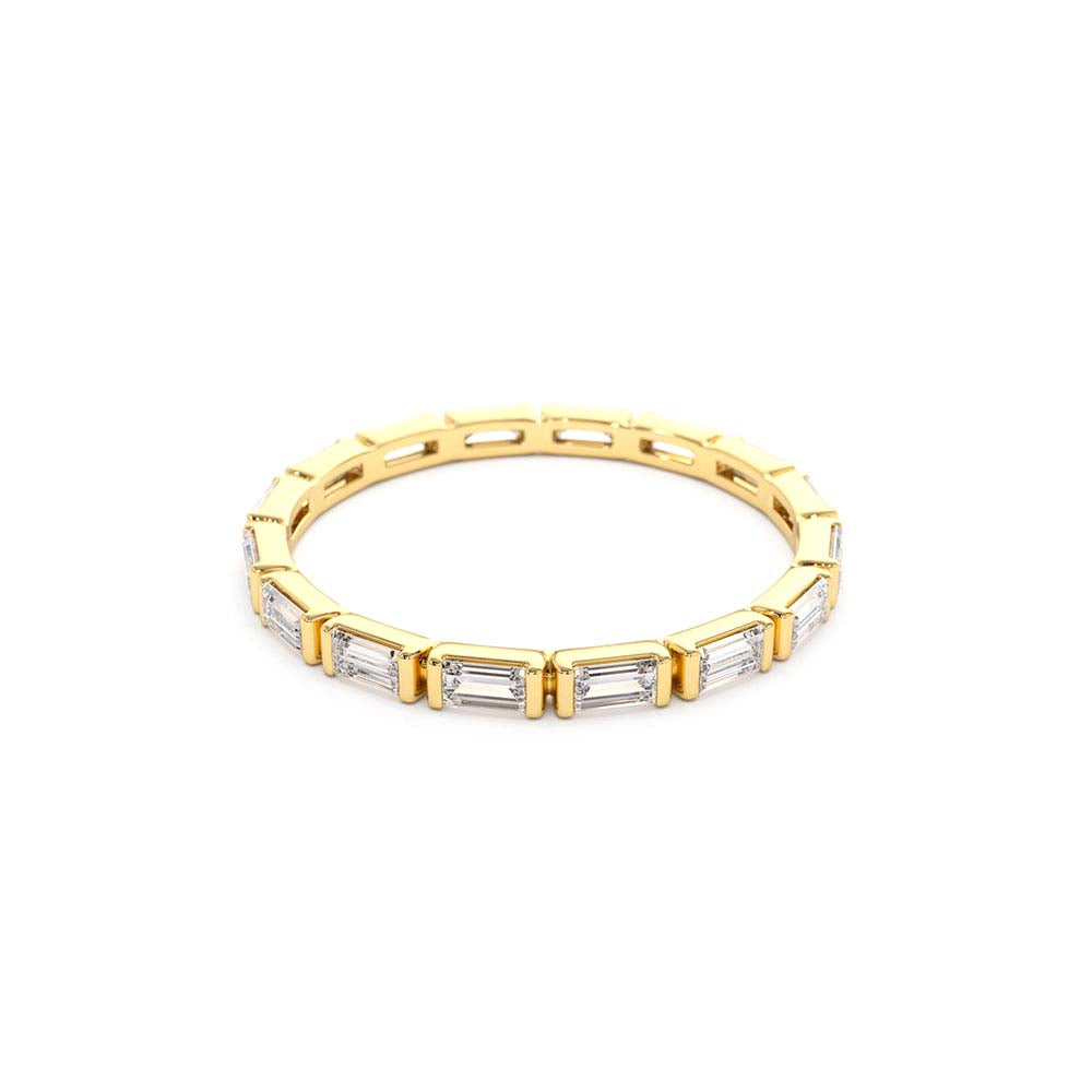 14K Bar Setting Baguette Diamond Eternity Ring - view 4